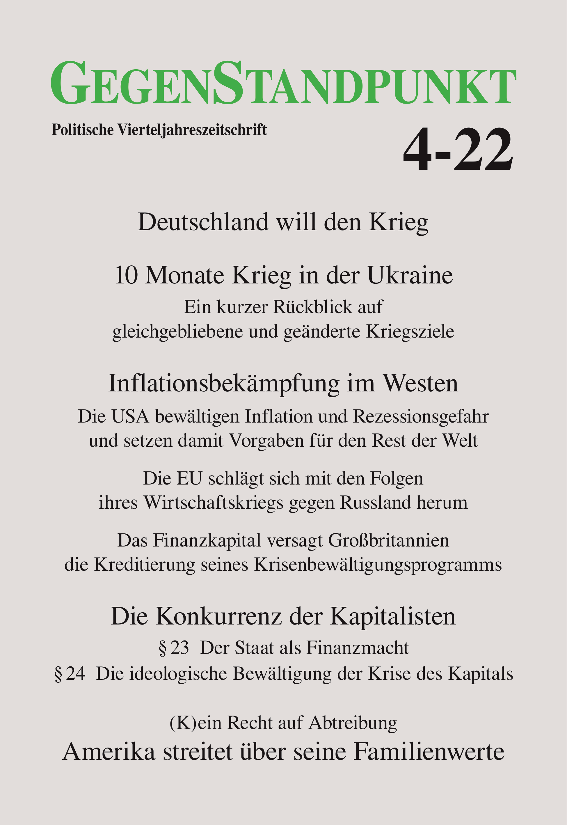 Titelblatt der Zeitschrift
