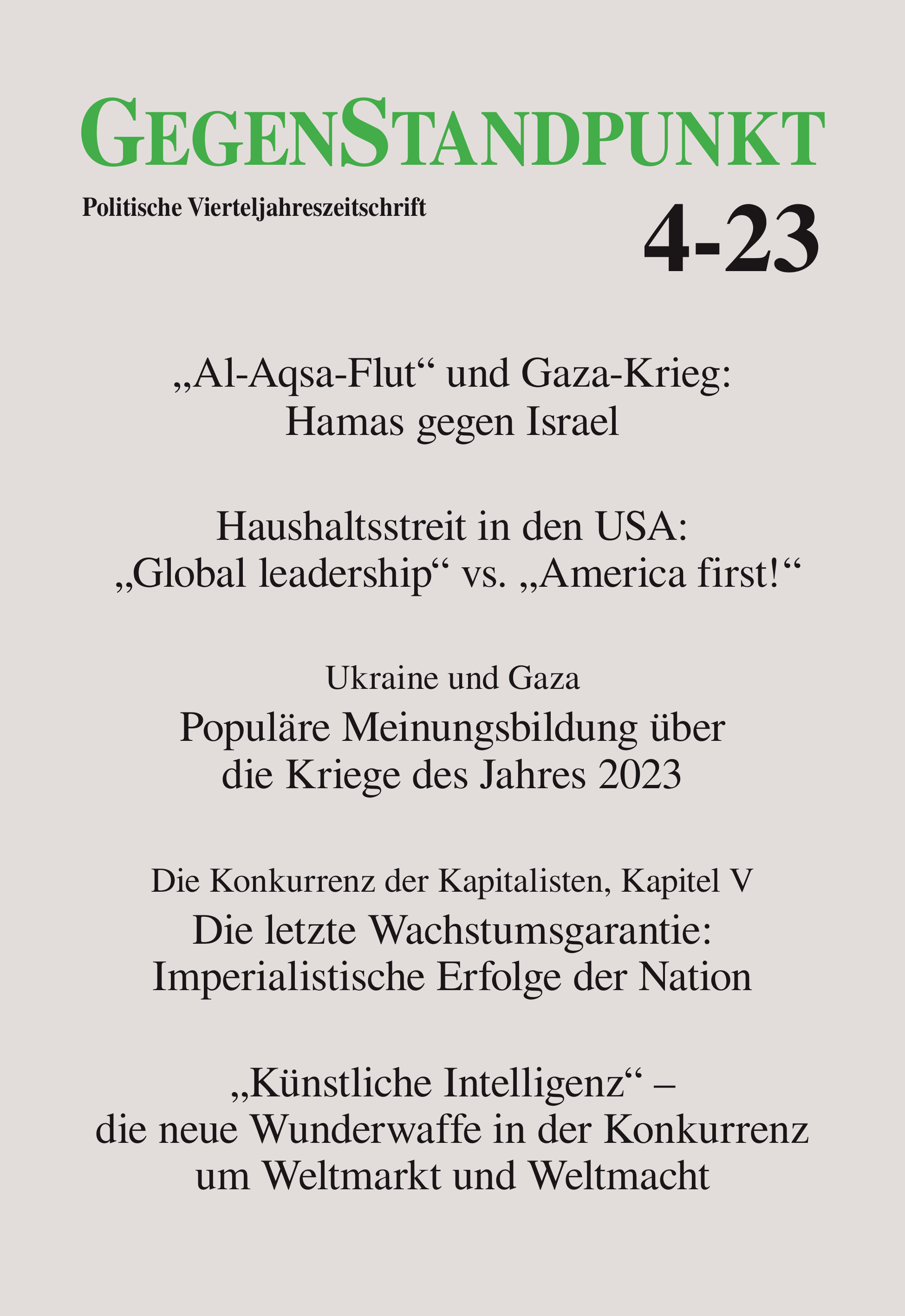 Titelblatt der Zeitschrift
